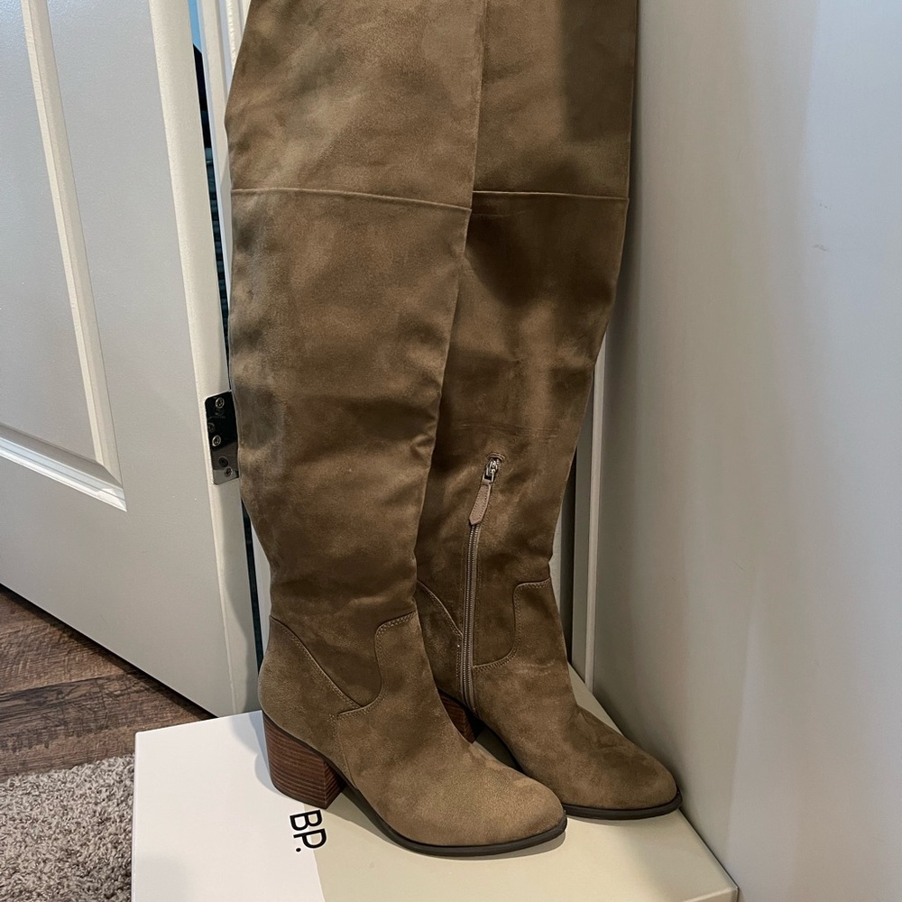 BP Luke Tall Boot Taupe Faux Suede